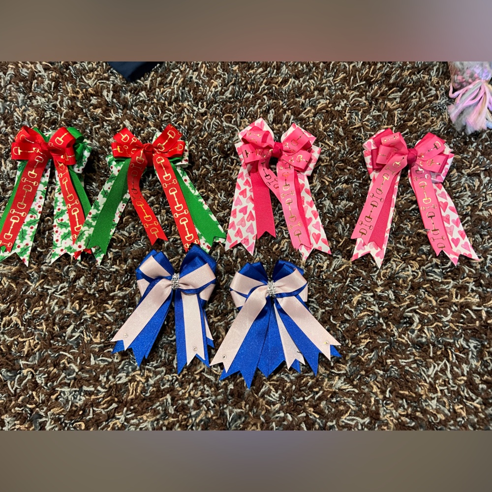 Hair Bow Set- equestrian bows for shows- all 3 sets included